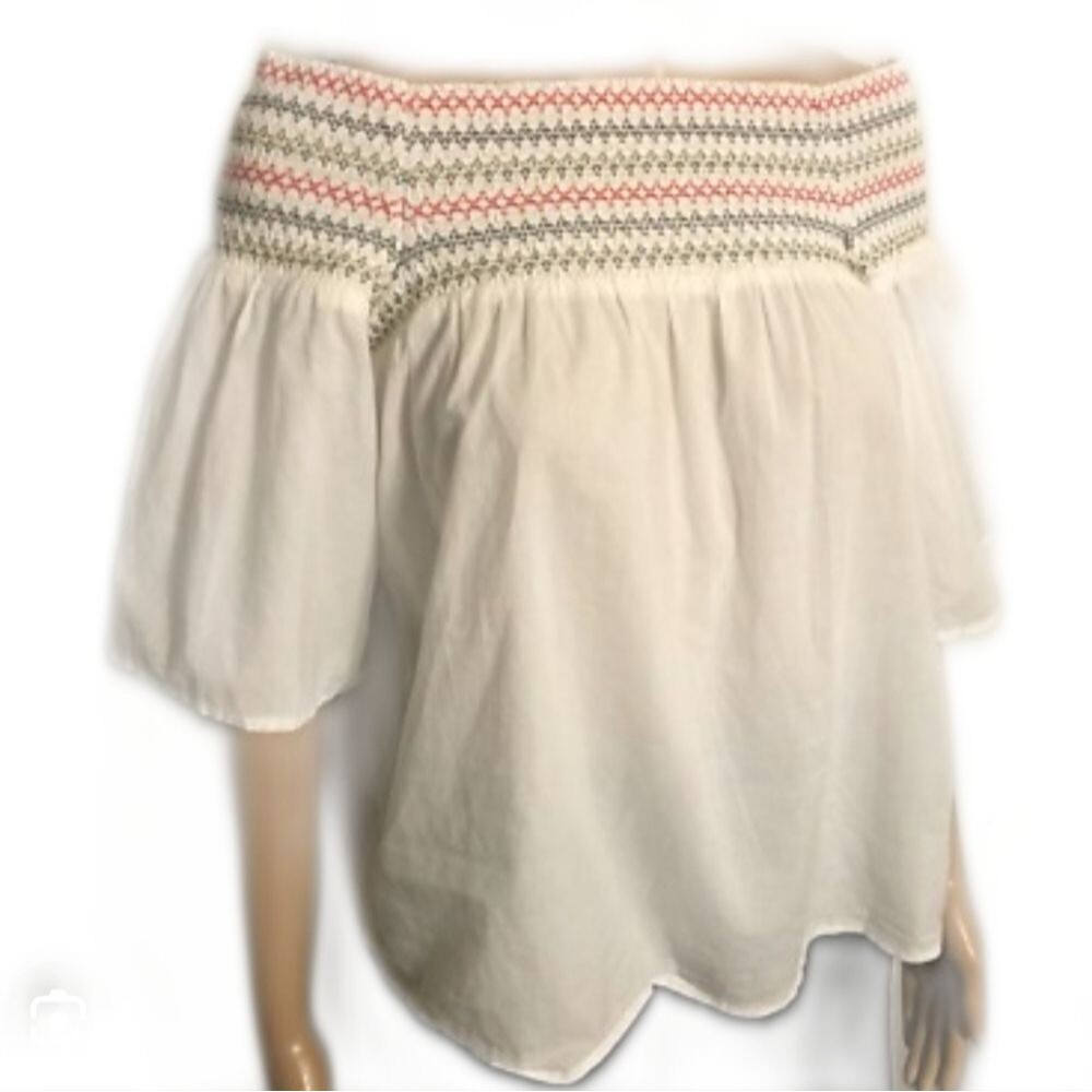 Beachlunchlounge Off The Shoulder Smocked Elastic Top, Cotton, L
